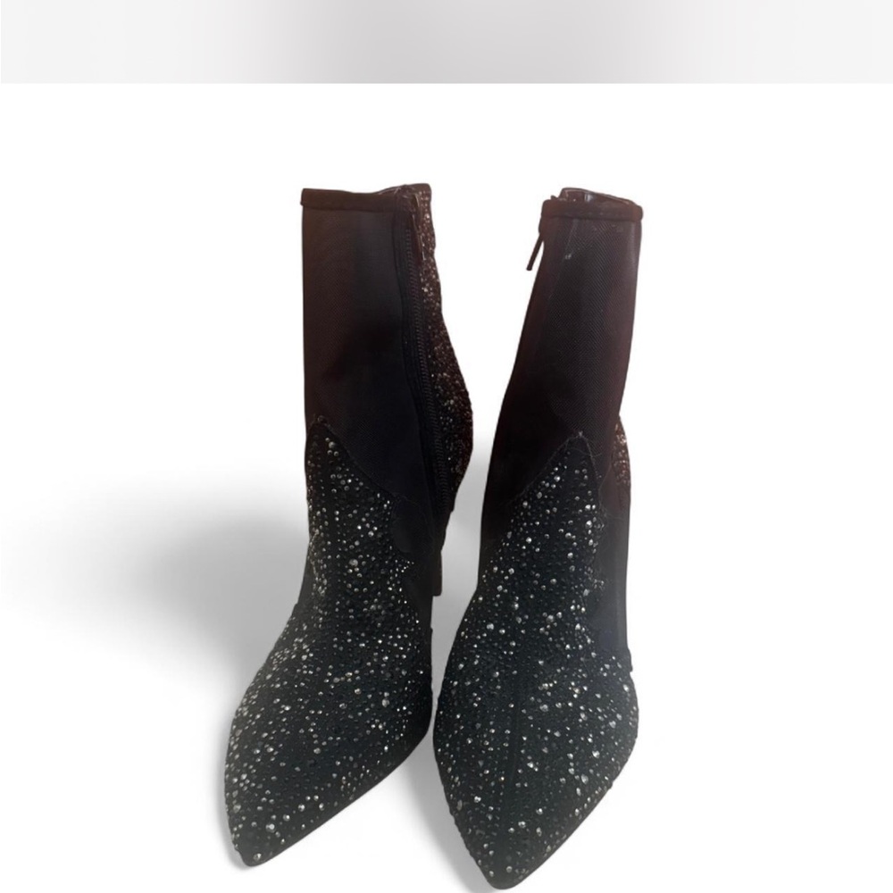 Thalia Sodi Rossana Black Sparkle & Mesh Ankle Boots